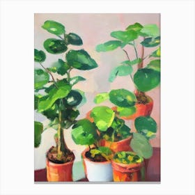Chinese Money Plant Impressionist Painting Canvas Print