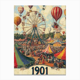 Aihrgdesign A Nostalgic Poster Of A 1901 Fairground With A Fe 175c30fc 4de8 4f74 95ae 83af8aee6ec5 1 Canvas Print