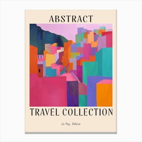 Abstract Travel Collection Poster La Paz Bolivia 4 Canvas Print