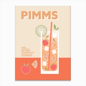 Pimms Cocktail Colourful Drink Kitchen Bar Art Wall Canvas Print