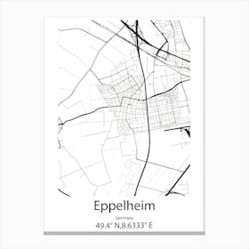 Eppelheim,Germany Minimalist Map Canvas Print