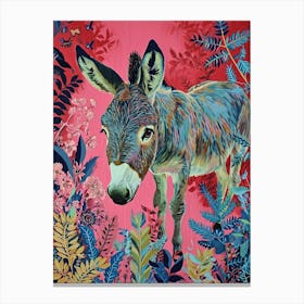 Floral Animal Painting Donkey 3 Canvas Print