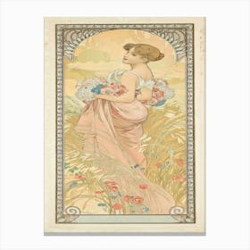 Lady In A Field Canvas Print