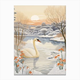 Winter Bird Painting Swan 3 Canvas Print