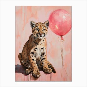Cute Cougar 2 With Balloon Canvas Print