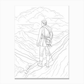 Line Art Inspired By The Wanderer Above The Sea Of Fog 1 Canvas Print
