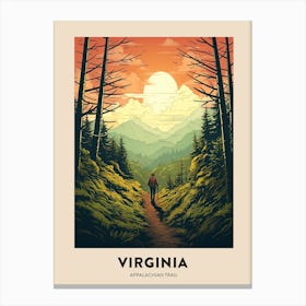 Appalachian Trail Usa 1 Vintage Hiking Travel Poster Canvas Print