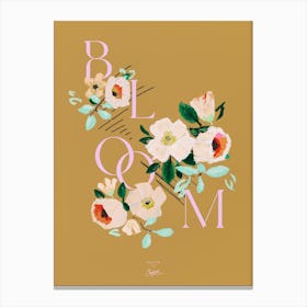 Bloom Flower Painting Ochre Canvas Print