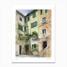Lucca, Tuscany, Italy 1 Watercolour Travel Poster Canvas Print