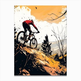 Mountain Biker In The Forest sport Canvas Print