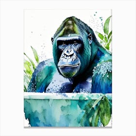 Gorilla In Bath Tub Gorillas Mosaic Watercolour 2 Canvas Print