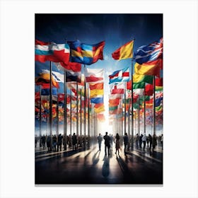 A Monumental Assembly Of Global Country Flags Arranged In A Harmonious Panorama Of Unity And Divers (5) Canvas Print