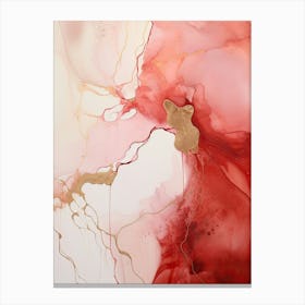 Red, White, Gold Flow Asbtract Painting 2 Canvas Print