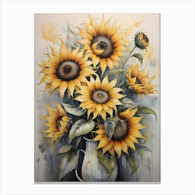 Sunflowers In A Vase Canvas Print