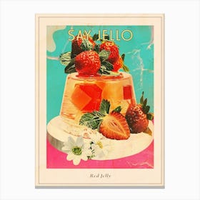 Strawberry Red Jelly Retro Collage Poster Canvas Print