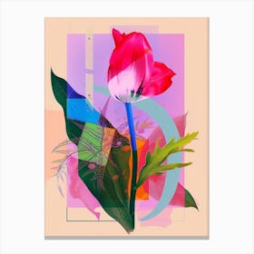 Tulip 2 Neon Flower Collage Canvas Print