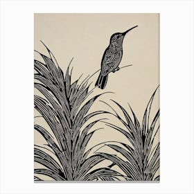 Hummingbird Linocut Bird Canvas Print