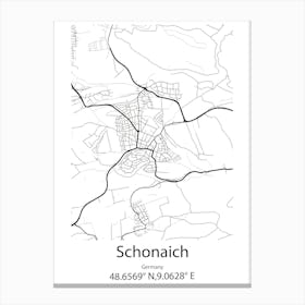 Schonaich,Germany Minimalist Map Canvas Print