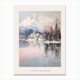 Dreamy Winter Painting Poster St Moritz Switzerland 2 Canvas Print