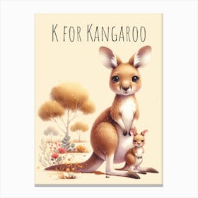 K For Kangaroo Nursery Canvas Print