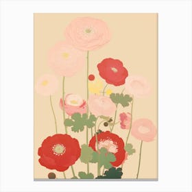 Ranunculus Flower Big Bold Illustration 3 Canvas Print