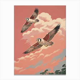Vintage Japanese Inspired Bird Print American Kestrel 3 Canvas Print