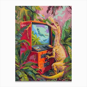 Dinosaur Retro Video Game Painting 1 Canvas Print