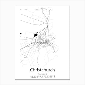 Christchurch,New Zealand Minimalist Map Canvas Print