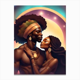 Melanin King and Queen Natural Couple Canvas Print