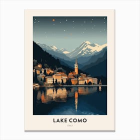 Winter Night  Travel Poster Lake Como Italy 1 Canvas Print