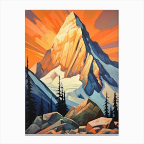 Mount Assiniboine Canada Mountain Painting Canvas Print
