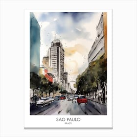 Sao Paulo Brazil Watercolour Travel Poster Canvas Print