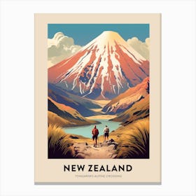 Tongariro Alpine Crossing New Zealand 3 Vintage Hiking Travel Poster Canvas Print
