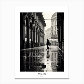Poster Of Milan, Italy, Black And White Analogue Photography 1 Canvas Print