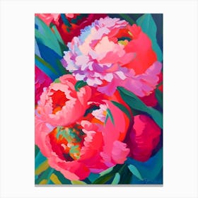 Coral Charm Peonies Colourful 1 Painting Canvas Print