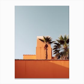 Orange House With Palms Retro Summer Photography 3 Canvas Print