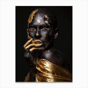 Black And Gold Woman 1 Canvas Print