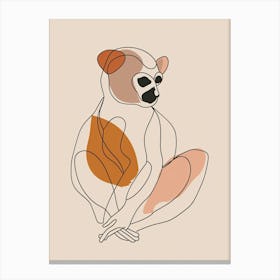 Lemur - Boho, Line Art Canvas Print