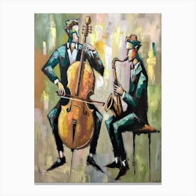 Two Musicians Playing Cello 3 Canvas Print