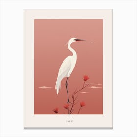 Minimalist Egret 2 Bird Poster Canvas Print