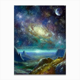 A Galaxy View From The Surface Of An Alien Planet Canvas Print