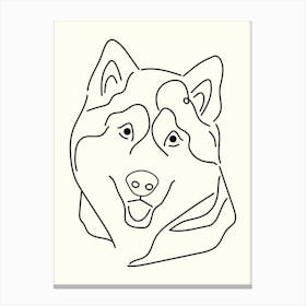 Husky Dog Monoline Hand Drawing Aesthetic Illustration Canvas Print