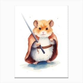 Baby Hamster As A Jedi Watercolour 2 Canvas Print