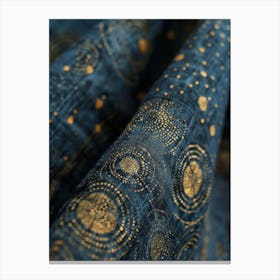 Gold Stars On Blue Fabric Canvas Print