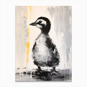 Minimalist Brushstroke Portrait Of A Duckling 3 Canvas Print