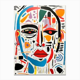 Colourful Gouache Inspired Face 1 Canvas Print