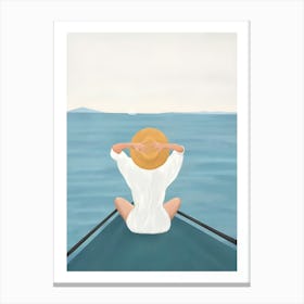 Woman In A Boat Canvas Print