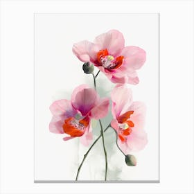 Orchids Flowers Acrylic Painting In Pastel Colours 7 Canvas Print