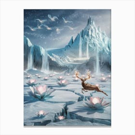 Shimmering Ice and Light A Fantastical South Pole Scene 1 Canvas Print