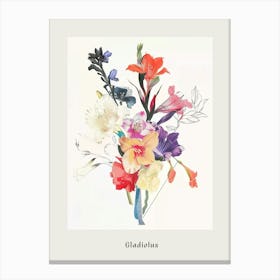 Gladiolus 2 Collage Flower Bouquet Poster Canvas Print